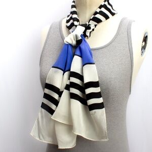 Vintage Silk Scarf | Echo Scarf | Retro Style Block Color Striped